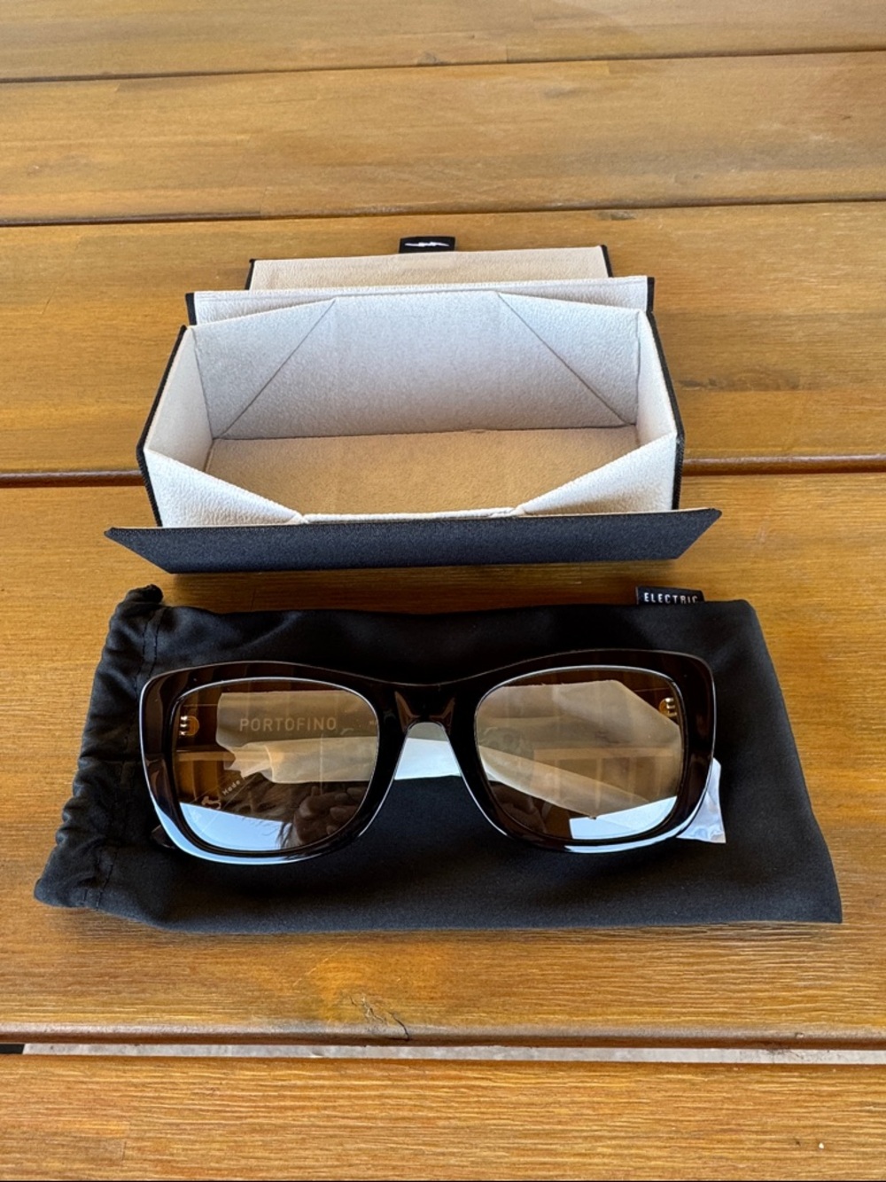 Portofino Black Rectangular Sunglasses